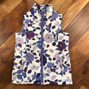 Lands End Girls size Medium (5/6) purple floral puffy vest EUC